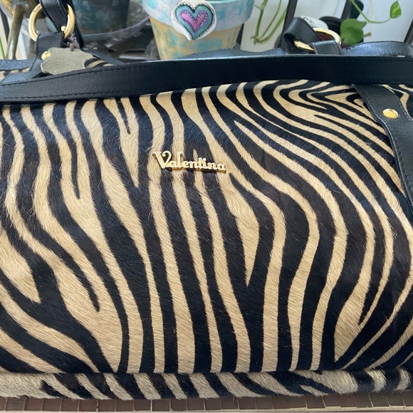 VALENTINA LARGE HAIR CALF BAG WITH DOUBLE STRAPS REMOVABLE SHOULDER STRAP LINED - Picture 5 of 11